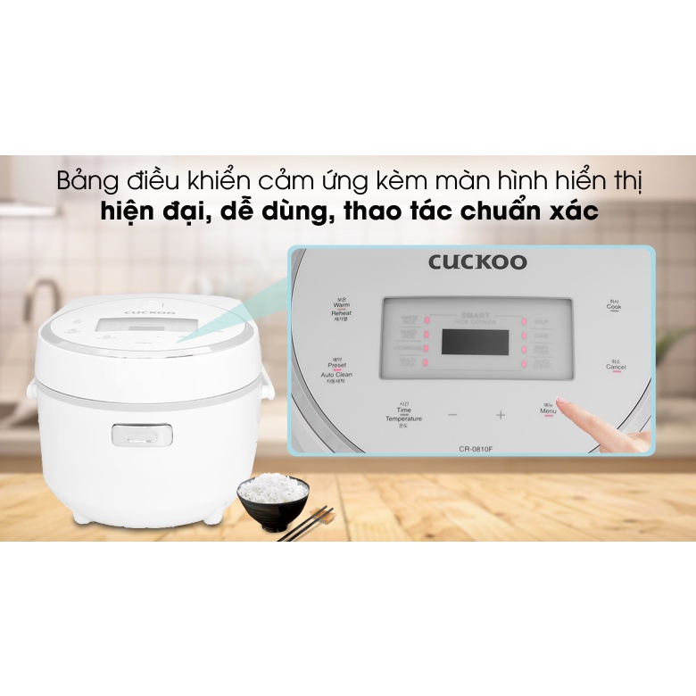 [Mẫu Mới] Nồi Cơm Điện Tử Cuckoo Cảm Ứng CR-0810F 1.44L 1.44 Lít - Công Nghệ Nấu 3D - Hàng Chính Hãng (Bảo Hành 2 Năm)