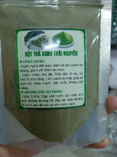 1 lạng bột trà xanh Thái Nguyên nguyên chất 100% handmade | Thế Giới Skin Care