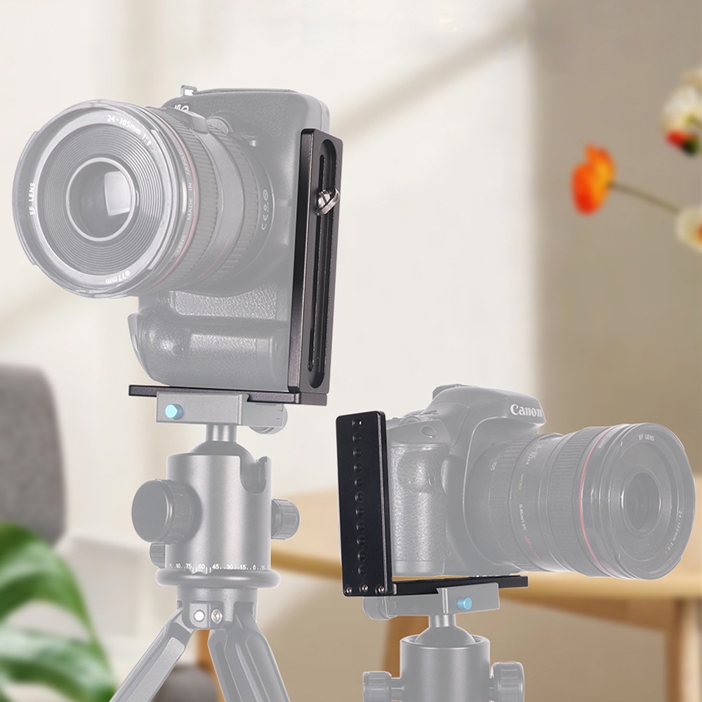 Đế giá đỡ khung gắn tháo lắp chữ L, MPU105L loại đế dài nhiều lỗ 1/4, cho máy ảnh canon, fuji, nikon v.v...