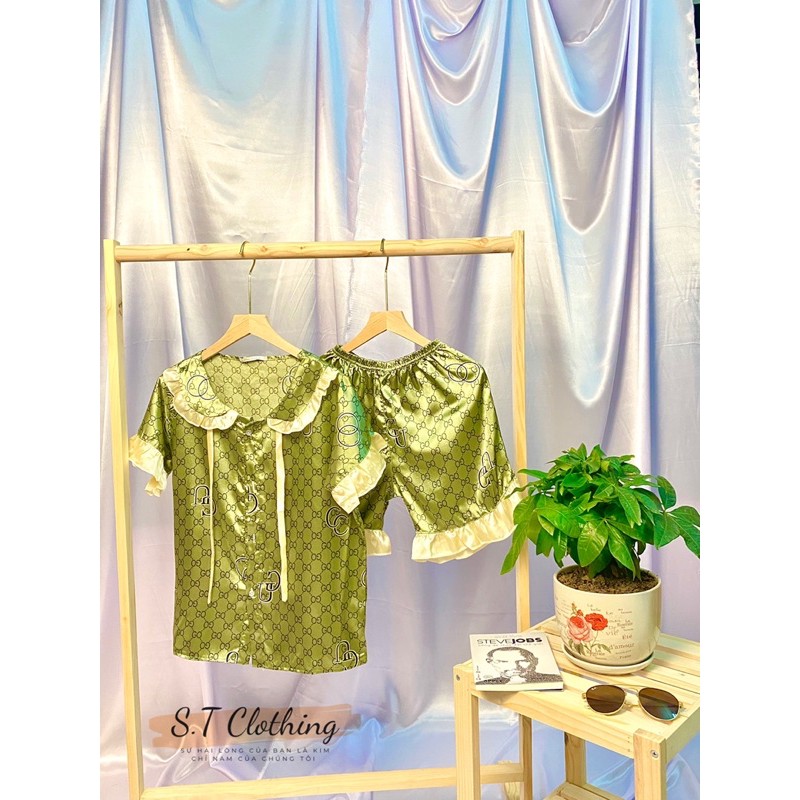 [Voucher 15k cho follower mới] Đồ ngủ set mặc nhà Bộ đồ Pijama lụa tiểu thư in họa tiết dễ thương freesize