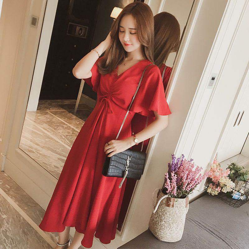 2021 new summer plus size women's fat sister loose slimming belly dress female student Korean long skirt summer | BigBuy360 - bigbuy360.vn