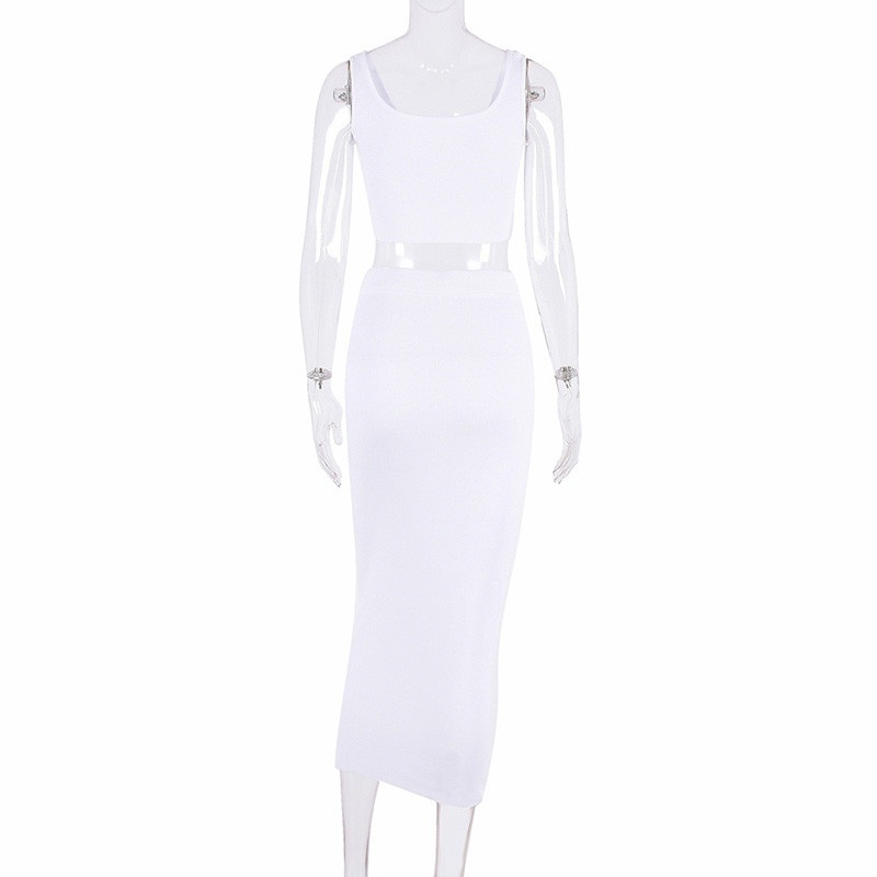 Set Áo Croptop Dệt Kim + Chân Váy Thiết Kế Quyến Rũ Cho Nữ