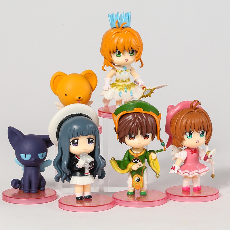 Bộ 6 Mô Hình Nhân Vật Sakura Daidouji Tomoyo Li Syaoran Kero-Chan Mini Dễ Thương