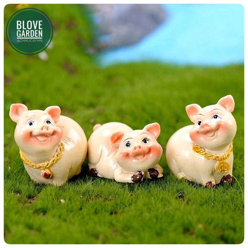 Mô hình 4 chú lợn dễ thương làm tiểu cảnh trang trí chậu cây, sen đá, xương rồng, terarium, làm quà tặng ý nghĩa