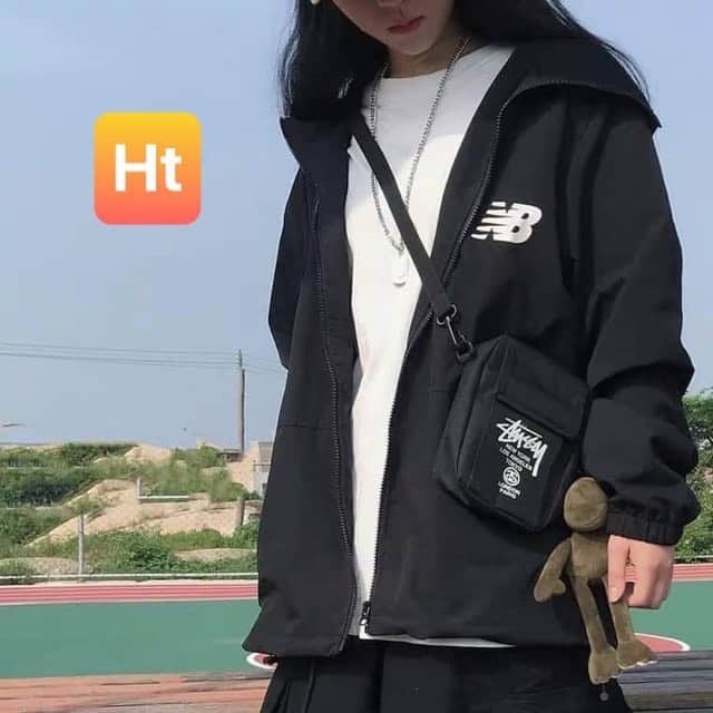 Áo khoác gió chữ cái N B in ngực HT12 | BigBuy360 - bigbuy360.vn