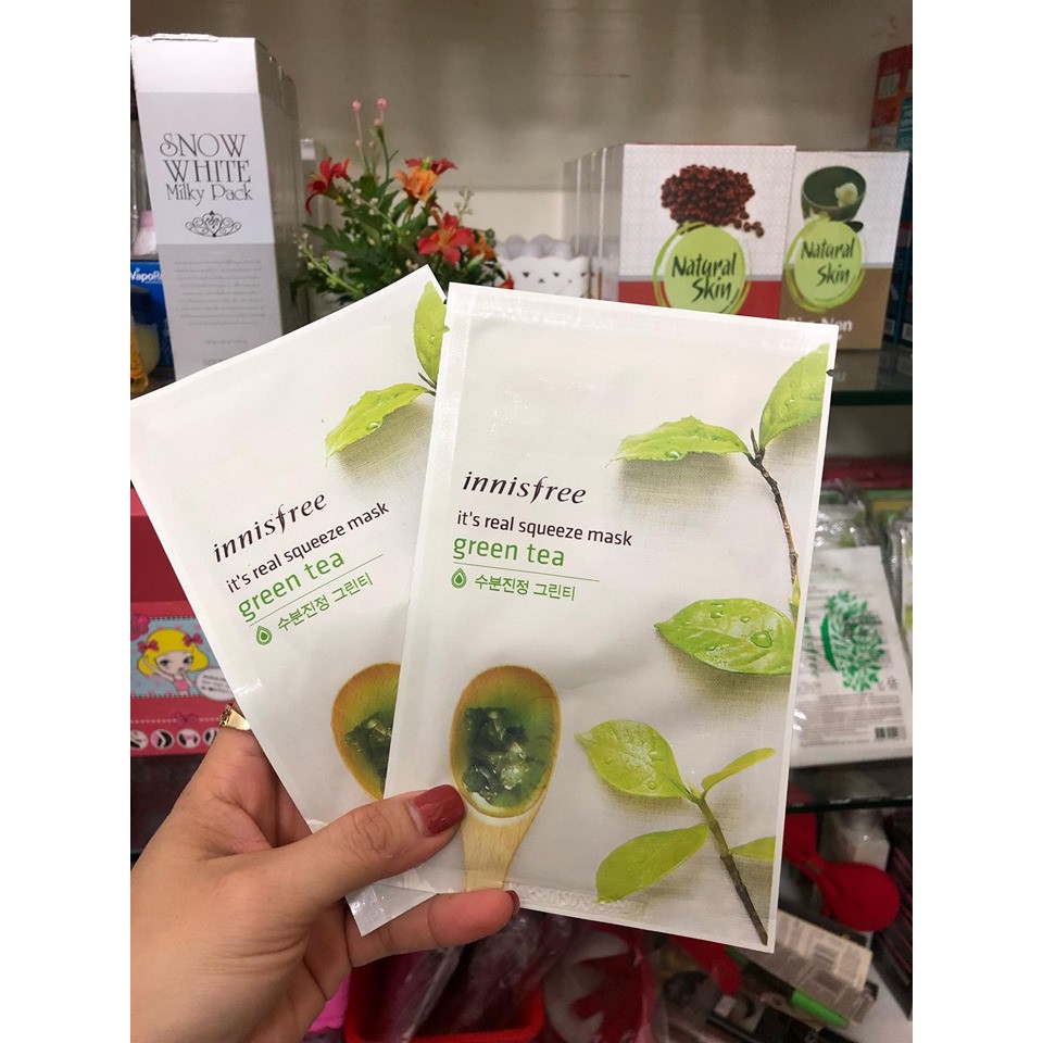 Combo 5 miếng Mặt Nạ giấy Innisfree trà xanh/ dưa leo