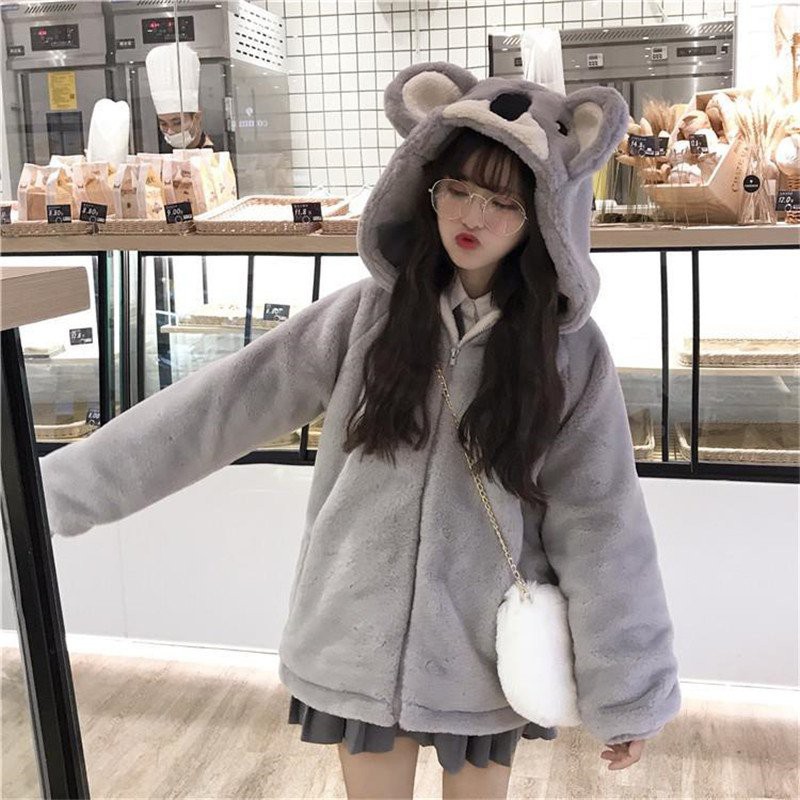 💎FREE SHIP💎 Áo Khoác Nữ Lông Cừu Mũ Gấu Thời Trang siêu CUTE đáng iu | BigBuy360 - bigbuy360.vn