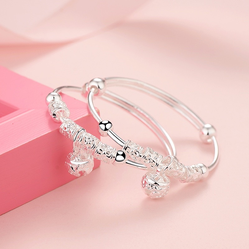 Lắc tay bạc nữ S925, vòng tay nữ bạc kèm chuông SUNF11 | BigBuy360 - bigbuy360.vn