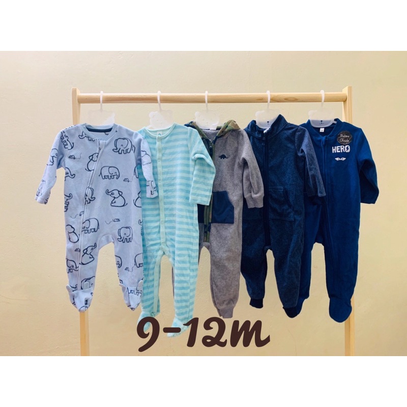 Bộ bodysuit nỉ bông/ nỉ nhung xuất dư cho bé sơ sinh đến 36m