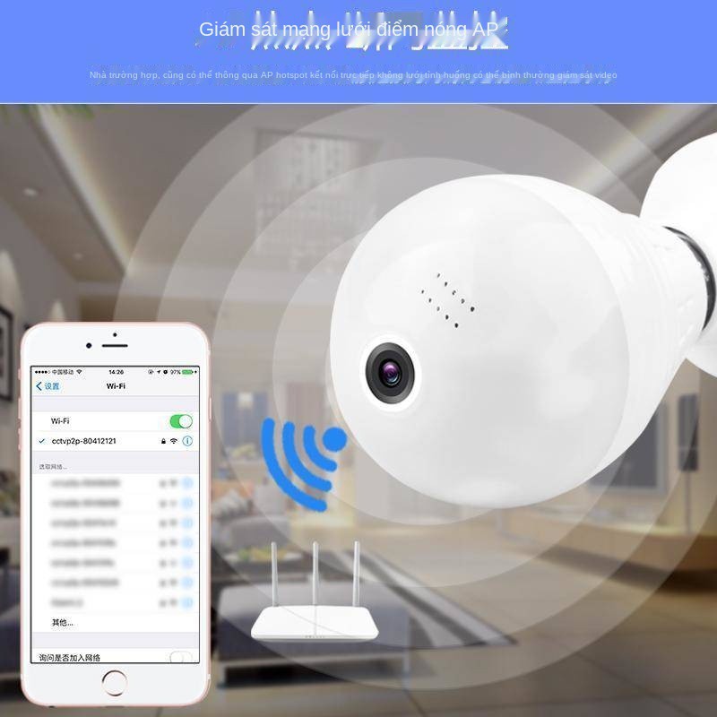 camera giám sát toàn cảnh bóng đèn wifi không dây mạng điện thoại di động màn hình nhà thông minh độ nét cao t