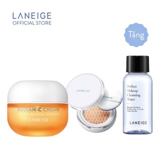 Kem dưỡng trắng da làm mờ đốm nâu laneige radian-c cream 30ml + tặng bộ trang điểm laneige bb cushion mini màu 21