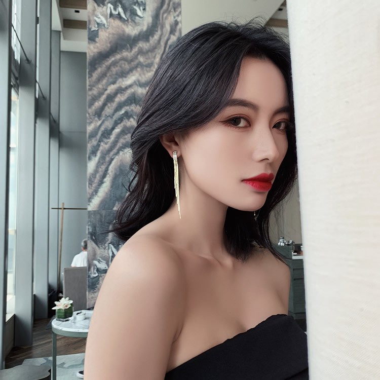 Bông Tai Bạc 925 Kiểu Dây Tua Dài Thanh Lịch Thời Trang