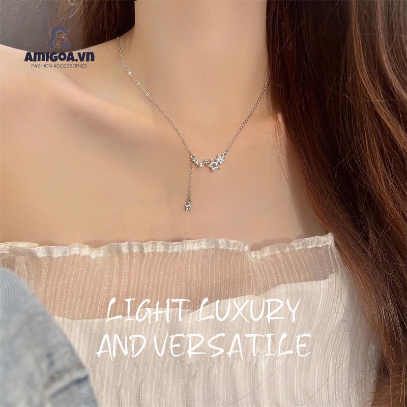 ✨✨Vòng cổ Mạ Bạc 925 Mặt Ngôi Sao Tua Rua Thời Trang Cho Nữ
