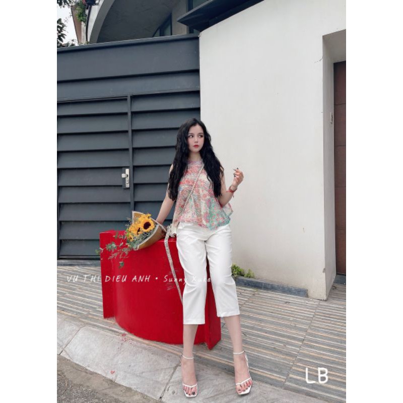 (Freeship) SET ÁO YẾM PHỐI QUẦN NGỐ TRẮNG