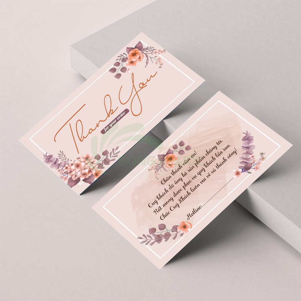 Mẫu 1: Thẻ cảm ơn, card thank you, card cảm ơn khách hàng cho shop - In Song Phước