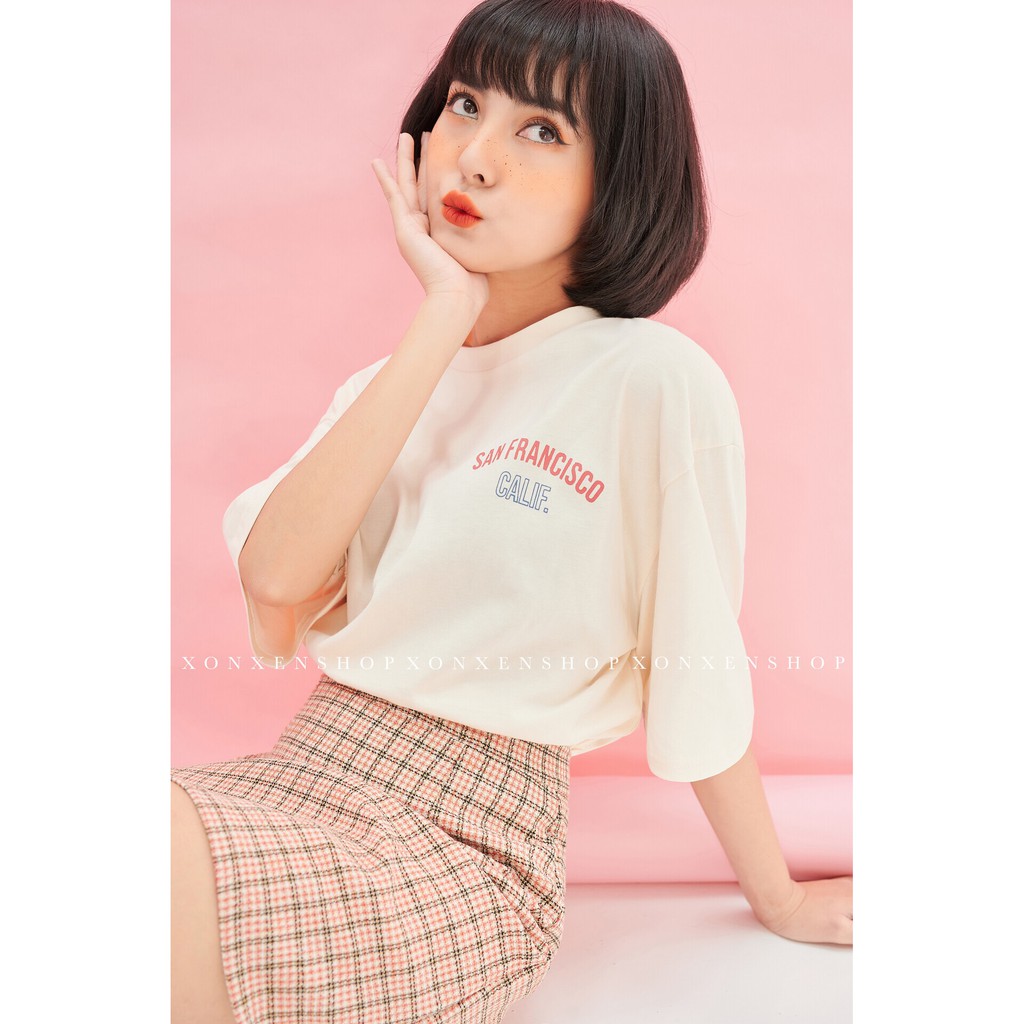 Áo thun form rộng in chữ Xonxen shop chất cotton thoáng mát free size, mã 2151