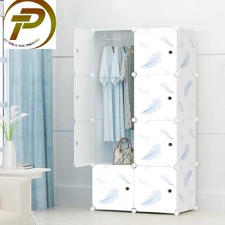 XẢ KHO FREESHIP 99K TOÀN QUỐC_Tủ quần áo lắp ghép 8 ô lông vũ. Size ng lớn dùng