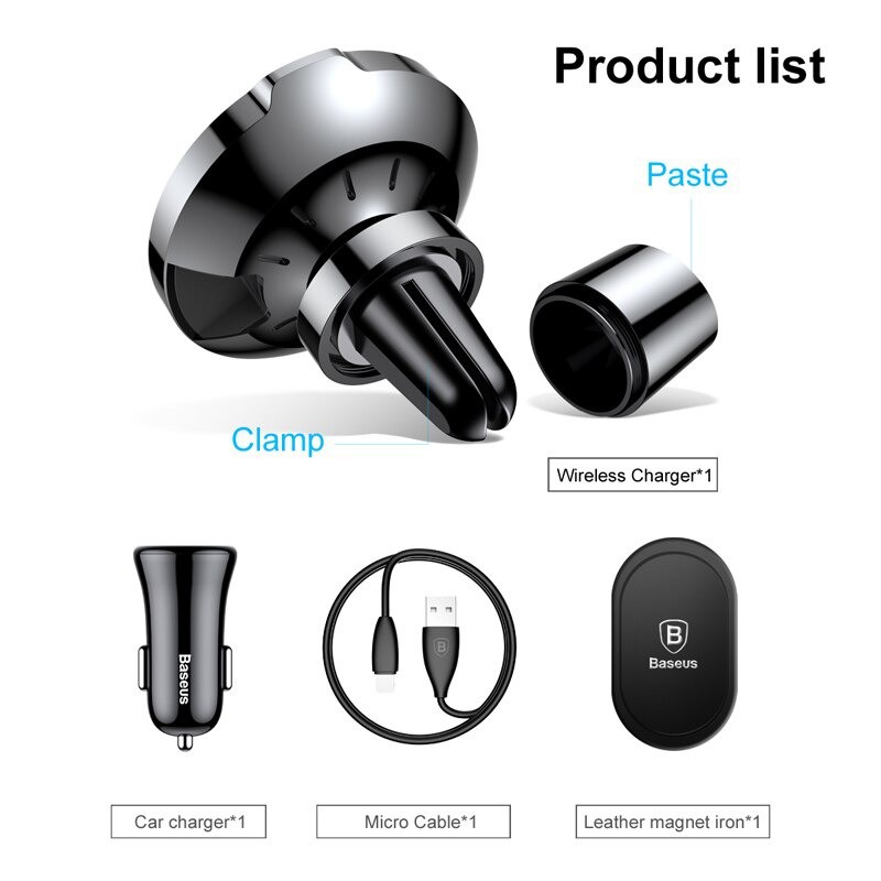 Đế giữ điện thoại tích hợp sạc không dây Baseus Big Ears Car Mount Wireless Charger