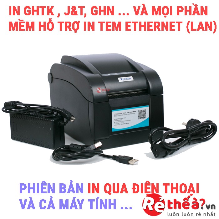 [Mã SKAMA07 giảm 8% đơn 250k]Máy in tem mã vạch 2 chức năng Xprinter 350BM - WIFI - Chính Hãng - IN ĐƯỢC QUA ĐIỆN THOẠI