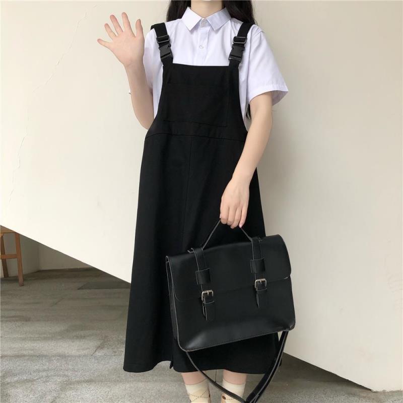 Đầm Yếm Màu Đen Retro Phong Cách Nhật Bản (Giao Hàng Trong 15 Ngày)