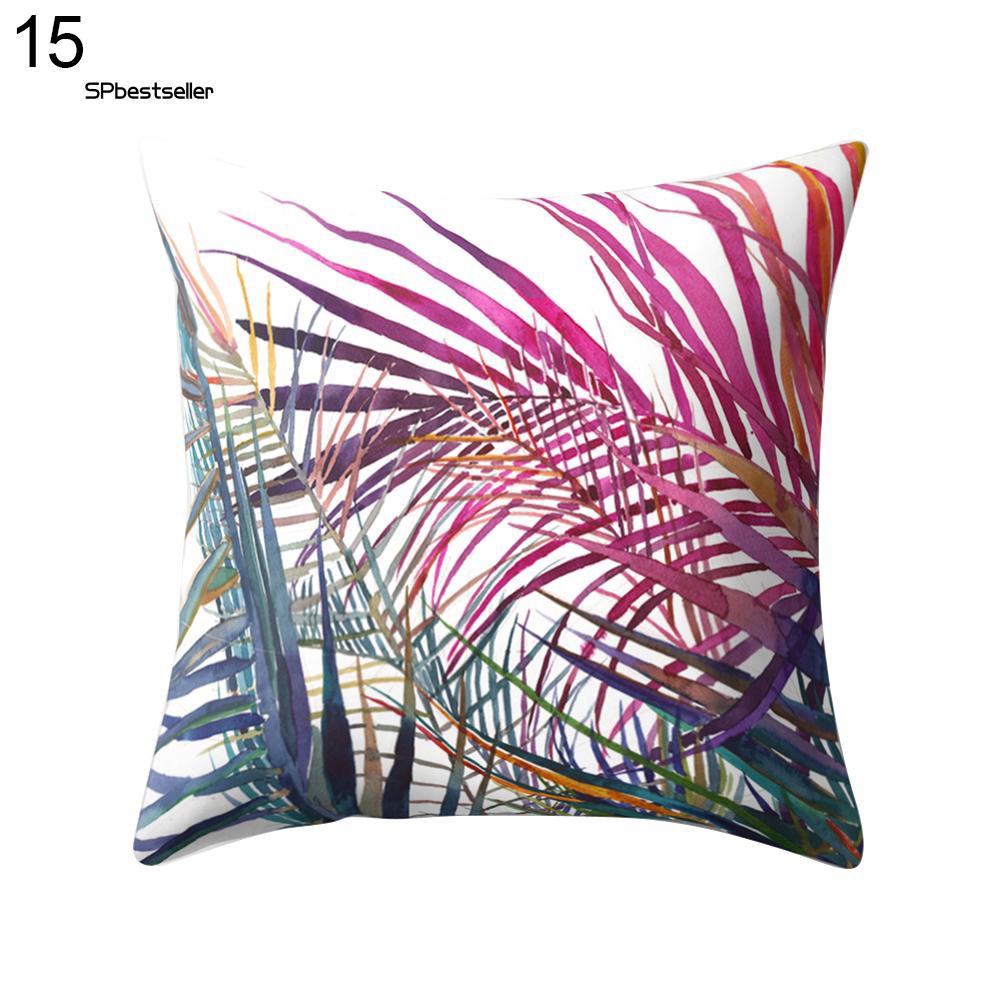 Vỏ gối sofa in họa tiết lá nhiệt đới nhiều màu sắc sáng tạo