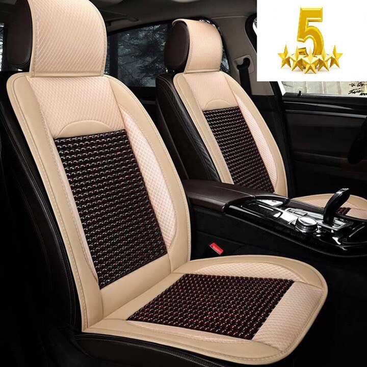 Áo lót ghế tựa lưng ghế ô tô văn phòng da PU và hạt gỗ massage chống nóng thông thoáng - Bọc ghế ô tô hạt gỗ