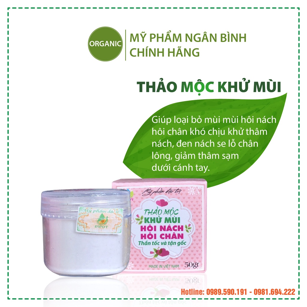 Thảo mộc hồng khử mùi hôi nách hôi chân, giảm thâm, da sáng hồng, láng mịn 50gr