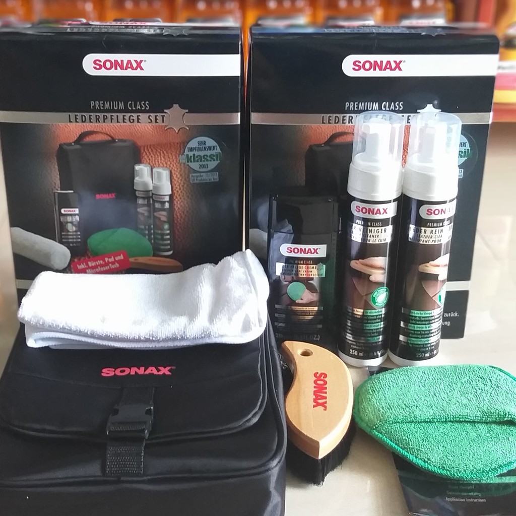 SONAX SET - Bộ Chăm Sóc Ghế Da Ô Tô, Xe Hơi Cao Cấp (Sonax Premium Class Leather Care Set) [Hàng Đức Chính Hãng]