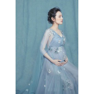 Đầm bầu chụp ảnh nghệ thuật sang trọng Retro HOT 2021 (tặng kèm hình dán bụng bầu dễ thương)
