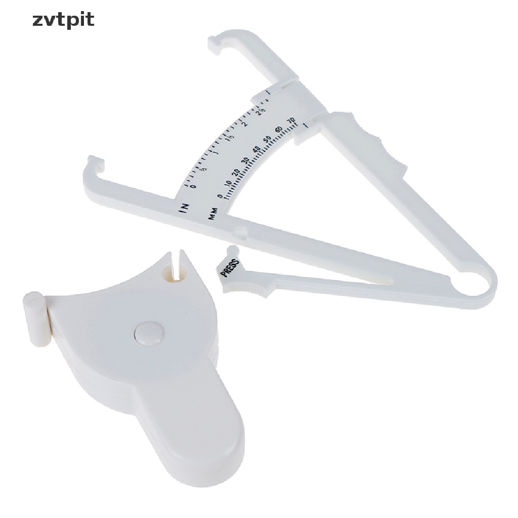 [ZVPT] 2Pcs/Set White PVC Body Fat Caliper Measure Tape Tester Fitness For Lose Weight DSF