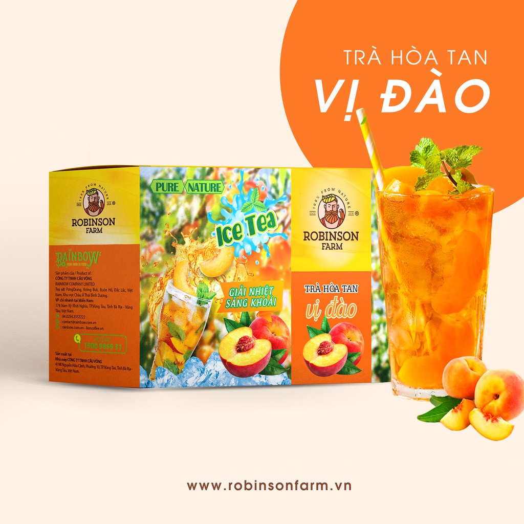 Trà Hoà Tan VỊ ĐÀO - VỊ CHANH - VỊ BÍ ĐAO Robinson Farm 270gr ( 18 túi x 15g ) - Hương vị TRÀ THƠM NGON NHẤT VIỆT NAM | BigBuy360 - bigbuy360.vn