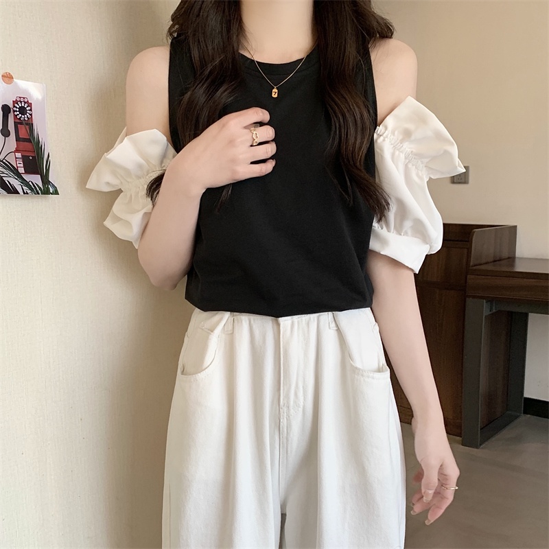 Áo Thun Tay Ngắn Cổ Tròn Hở Vai Màu Trơn Thời Trang Dành Cho Nữ