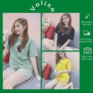 Set đồ bộ nữ, quần đùi thun cotton co giãn tốt. Đồ bộ nữ, đồ mặc nhà đẹp dễ thương