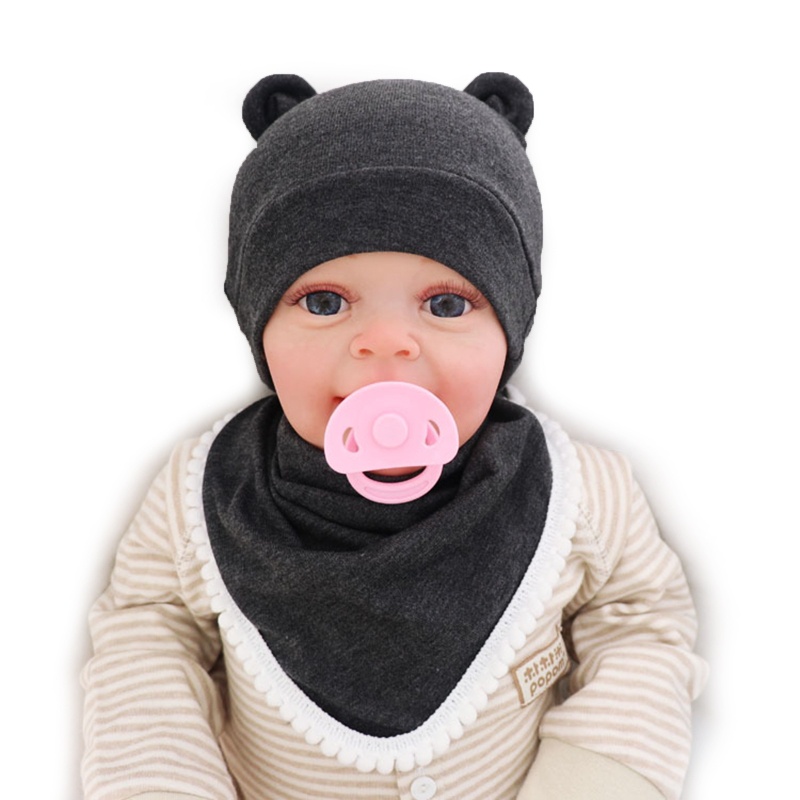 Bộ 2 Yếm Ăn Cotton Mềm Mại Có Nón Dễ Thương Cho Bé Sơ Sinh