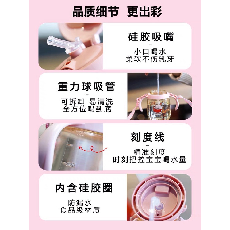 Bình tập uống nước chống sặc hình con heo đáng yêu cho bé - 350ml