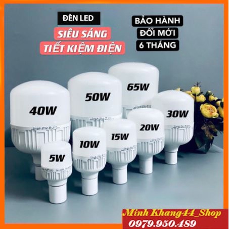 [SIÊU RẺ]Bóng đèn LED trụ 5W 10W 15W 20W 30W 40W 50W 65W siêu sáng tiết kiệm 80% điện ánh sáng TRẮNG