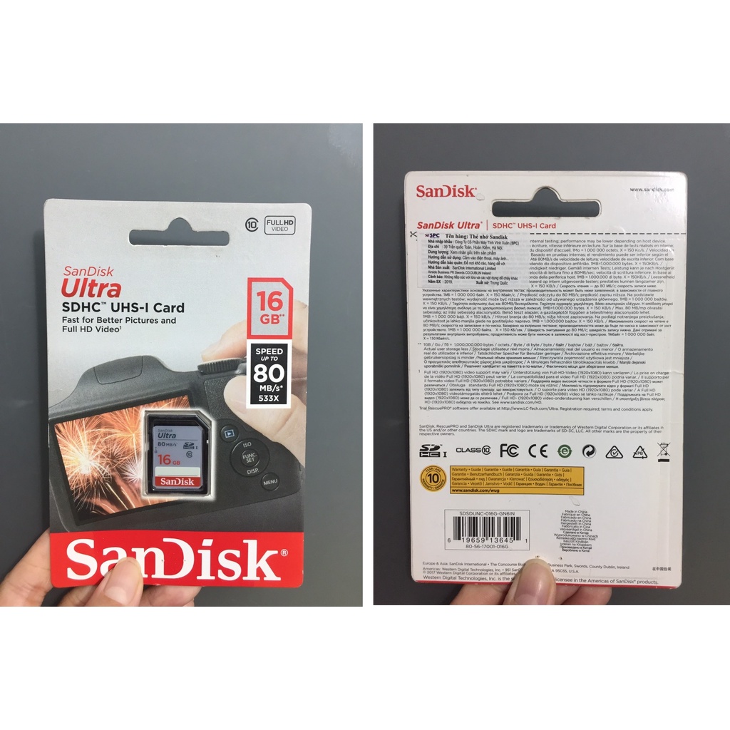 [16GB; 32GB ;64GB;128GB] Thẻ nhớ SD tốc độ 120MB/s SanDisk Ultra