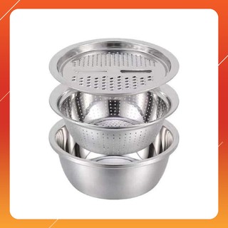 Bộ rổ thao inox nạo củ 3 chi tiết tiện dụng