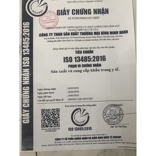 lẻ 1 hộp (50 cái) khẩu trang trẻ em Bình Minh 3D hàng chính hãng