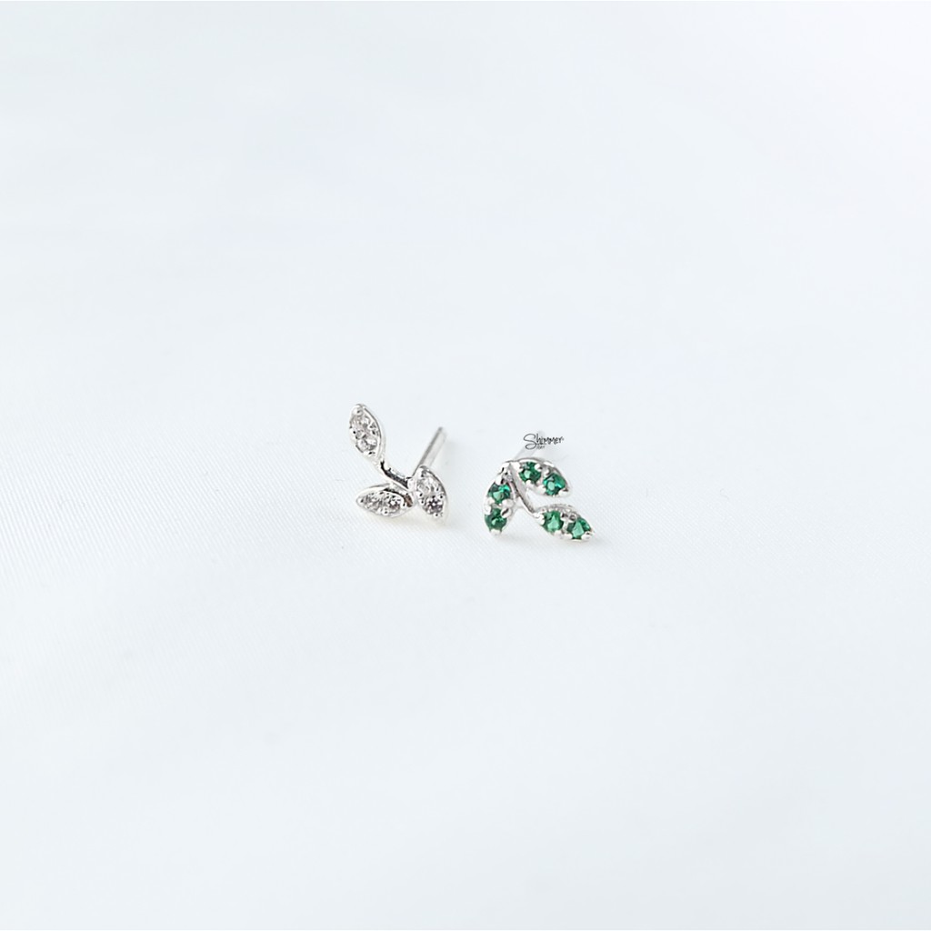 Bông Tai, Hoa Tai Nữ Bạc 925 SHIMMER SILVER TATANYA Họa Tiết Ba Lá Đính Đá Cao Cấp Màu Xanh Trắng