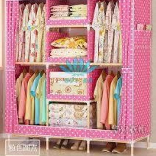 Tủ vải khung gỗ 3 buồng chắc chắn