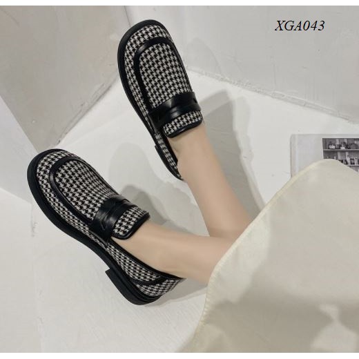 XGA043 Giày nữ vintage kẻ caro phong cách Hàn Quốc | BigBuy360 - bigbuy360.vn