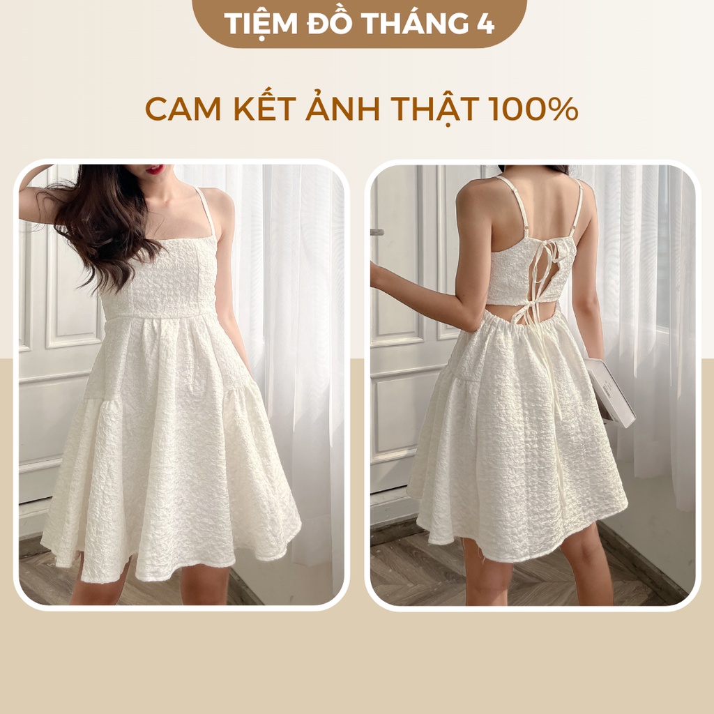 Váy Babydoll Hở Lưng 2 Dây Chất Gấm Xốp TIỆM ĐỒ THÁNG 4 SWAN DRESS