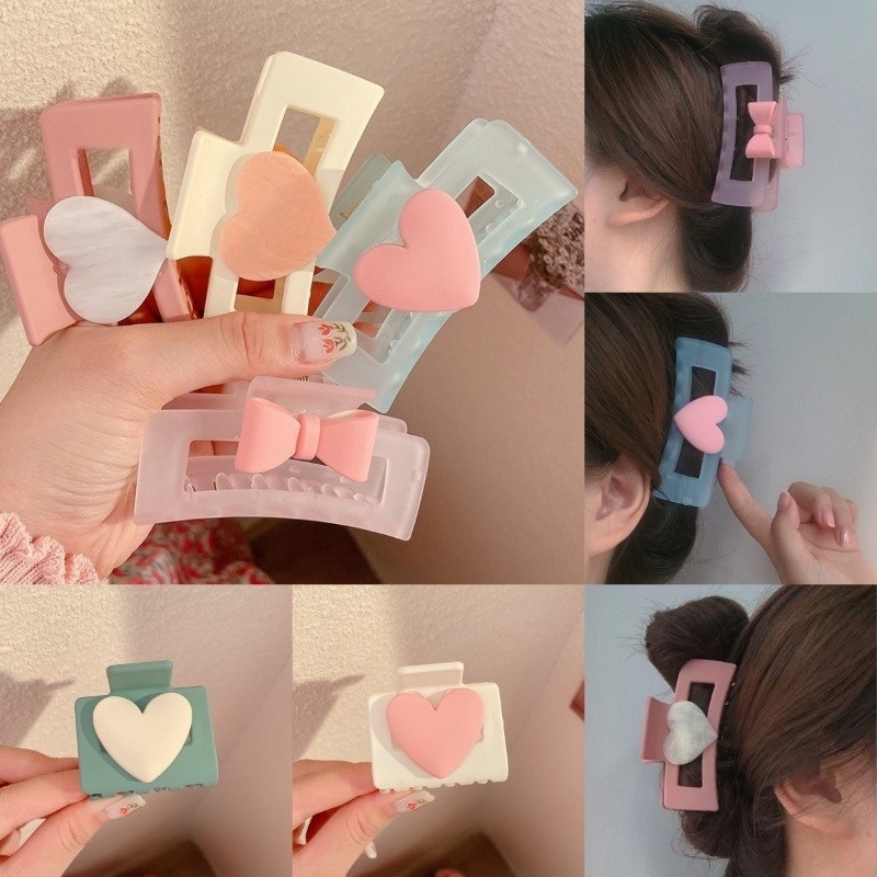 Kẹp Tóc Hình Trái Tim Màu Hồng Phong Cách Hàn Quốc Mới Cho Nữ