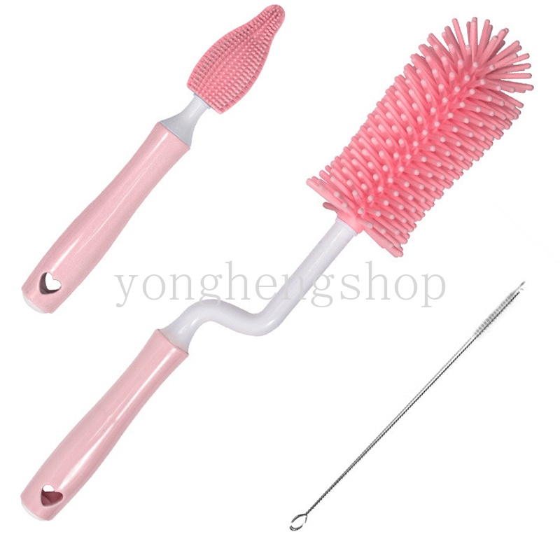 Set 3 Cọ Vệ Sinh Bình Sữa Bằng Chất Liệu Silicone Xoay 360 Độ° Cọ Vệ Sinh Bình Sữa Cho Bé Chất Lượng Cao Tiện Lợi Dễ Sử Dụng