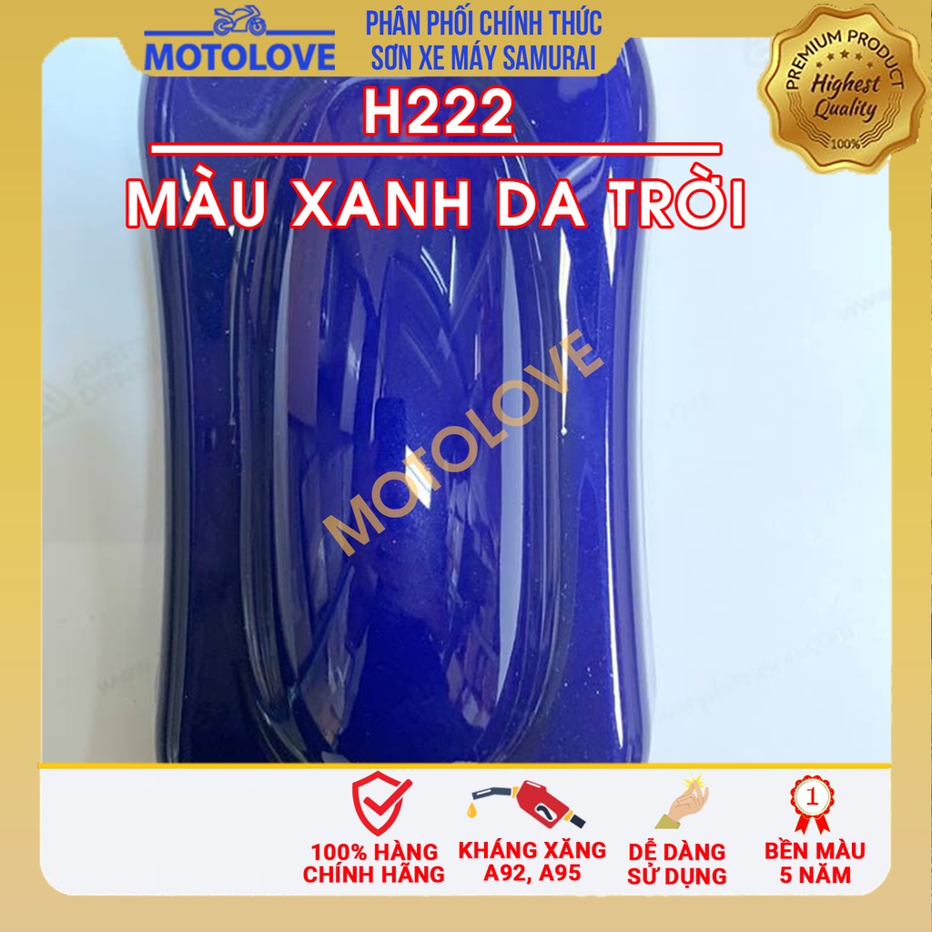 Sơn Samurai màu xanh da trời H222 - chai sơn xịt chuyên dụng nhập khẩu từ Malaysia.