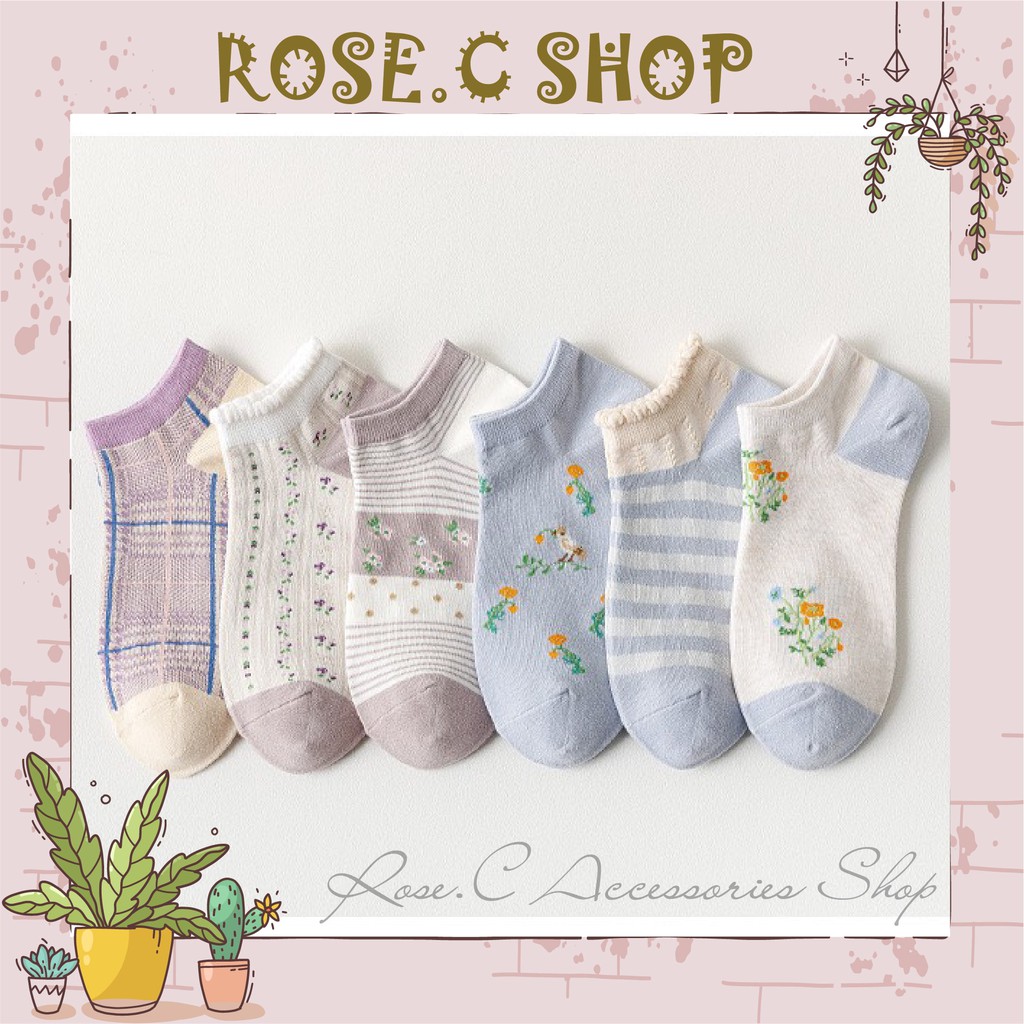 Tất/vớ cổ ngắn phong cách vintage Hàn Quốc siêu đáng yêu - Freesize từ Rose C Shop