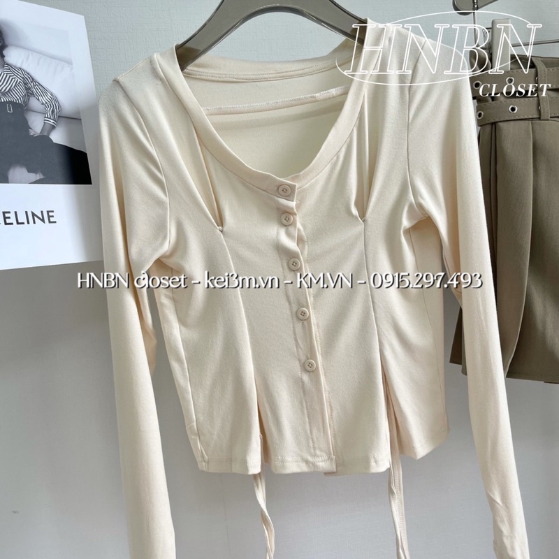 Set áo thun dài tay + chân váy kèm belt