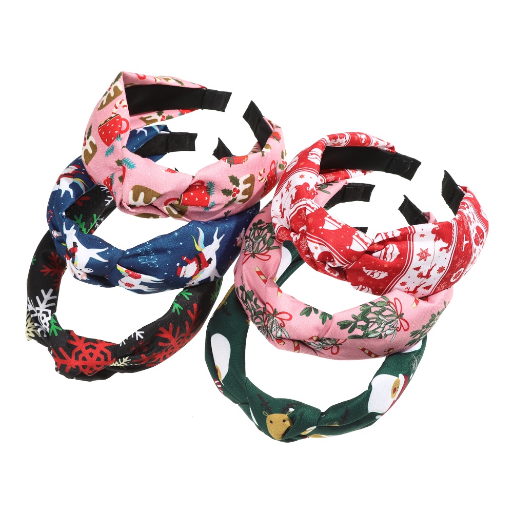 Haimeikang Băng Đô Cài Tóc Bản Rộng In Họa Tiết Giáng Sinh Thời Trang Cho Nữ