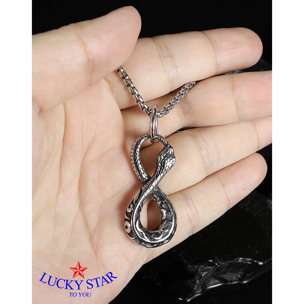 Dây chuyền nam rắn vô cực thời trang ý nghĩa titan vĩnh viễn không đen